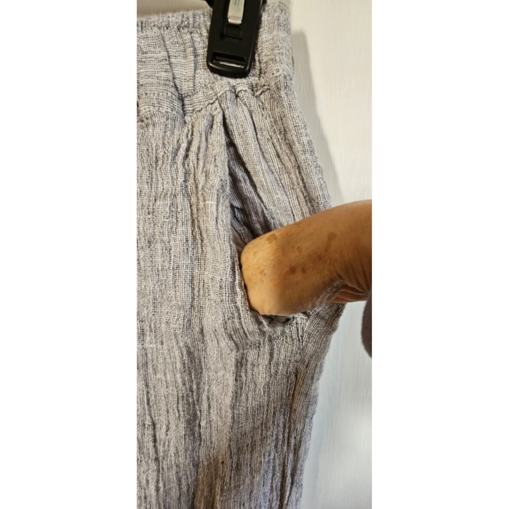 TAHARI women white 100% LINEN rayon Lining wide leg pants Small‎ pullon Small - Picture 3 of 11